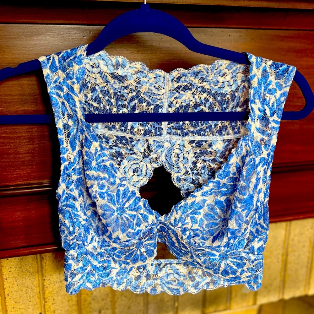 NWT Free People Lace Bralette Caribbean Blue sz M